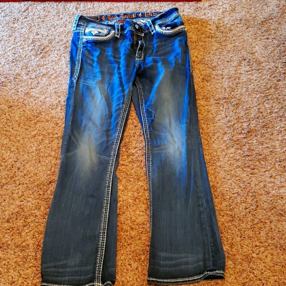 EUC Rock Revival Easy Boot Jeans Size 34 Regular Length